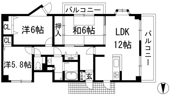 バッハレジデンス西宮上ケ原の物件間取画像